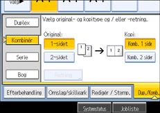 Illustration af betjeningspanelets skærm