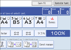 Illustration af betjeningspanelets skærm