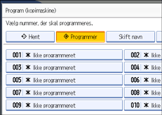 Illustration af betjeningspanelets skærm