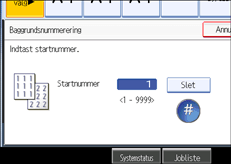 Illustration af betjeningspanelets skærm