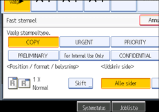 Illustration af betjeningspanelets skærm