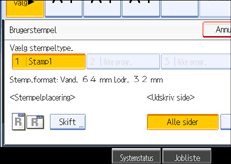 Illustration af betjeningspanelets skærm