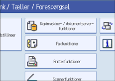 Illustration af betjeningspanelets skærm
