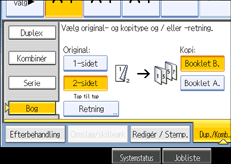 Illustration af betjeningspanelets skærm