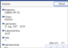 Illustration af betjeningspanelets skærm