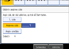 Illustration af betjeningspanelets skærm