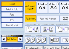 Illustration af betjeningspanelets skærm