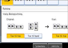Illustration af betjeningspanelets skærm