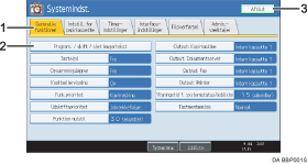 Illustration af betjeningspanelskærm (nummereret anmodning om illustration)