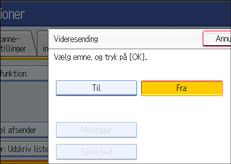 Skærmillustration af betjeningspanel