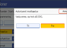 Skærmillustration af betjeningspanel