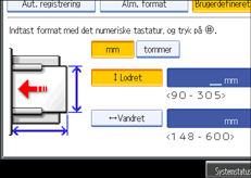 Skærmillustration af betjeningspanel