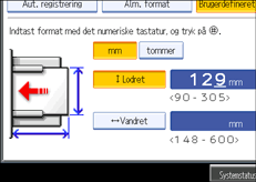 Skærmillustration af betjeningspanel