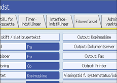 Skærmillustration af betjeningspanel