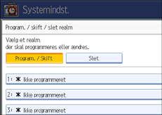 Skærmillustration af betjeningspanel
