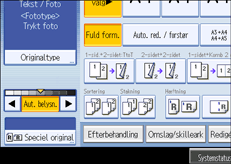 Skærmillustration af betjeningspanel