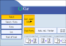 Skærmillustration af betjeningspanel
