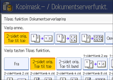 Skærmillustration af betjeningspanel