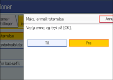 Skærmillustration af betjeningspanel