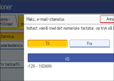 Skærmillustration af betjeningspanel