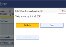 Skærmillustration af betjeningspanel