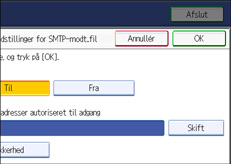 Skærmillustration af betjeningspanel