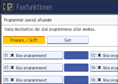 Skærmillustration af betjeningspanel