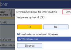 Skærmillustration af betjeningspanel
