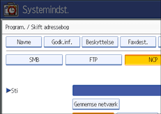 Skærmillustration af betjeningspanel