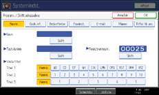 Skærmillustration af betjeningspanel