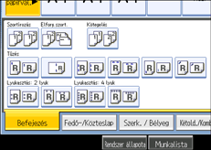 A kezelőpanel képernyőjének bemutatása