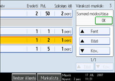 A kezelőpanel képernyőjének bemutatása