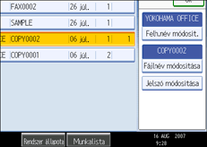 A kezelőpanel képernyőjének bemutatása