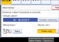 A kezelőpanel képernyőjének bemutatása