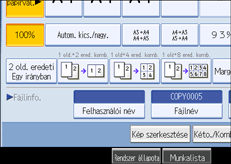 A kezelőpanel képernyőjének bemutatása