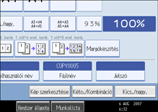 A kezelőpanel képernyőjének bemutatása
