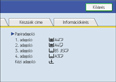 A kezel�panel k&eacute;perny�je