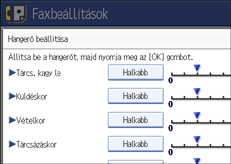 A kezelőpanel képernyője
