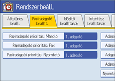 A kezelőpanel képernyője