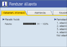 A kezel�panel k&eacute;perny�je
