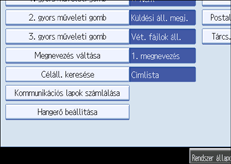 A kezelőpanel képernyője