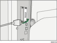 Abbildung des Anschlusses des IEEE 1284-Schnittstellenkabels