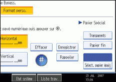 Illustration de l'écran du panneau de commande.