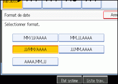 Illustration de l'écran du panneau de commande.