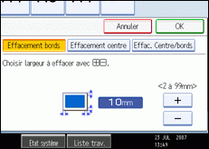 Illustration de l'écran du panneau de commande.