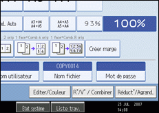 Illustration de l'écran du panneau de commande.