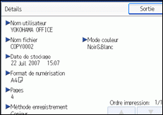 Illustration de l'écran du panneau de commande.