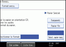 Illustration de l'écran du panneau de commande.