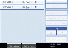 Illustration de l'écran du panneau de commande.