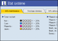Illustration de l'écran du panneau de commande